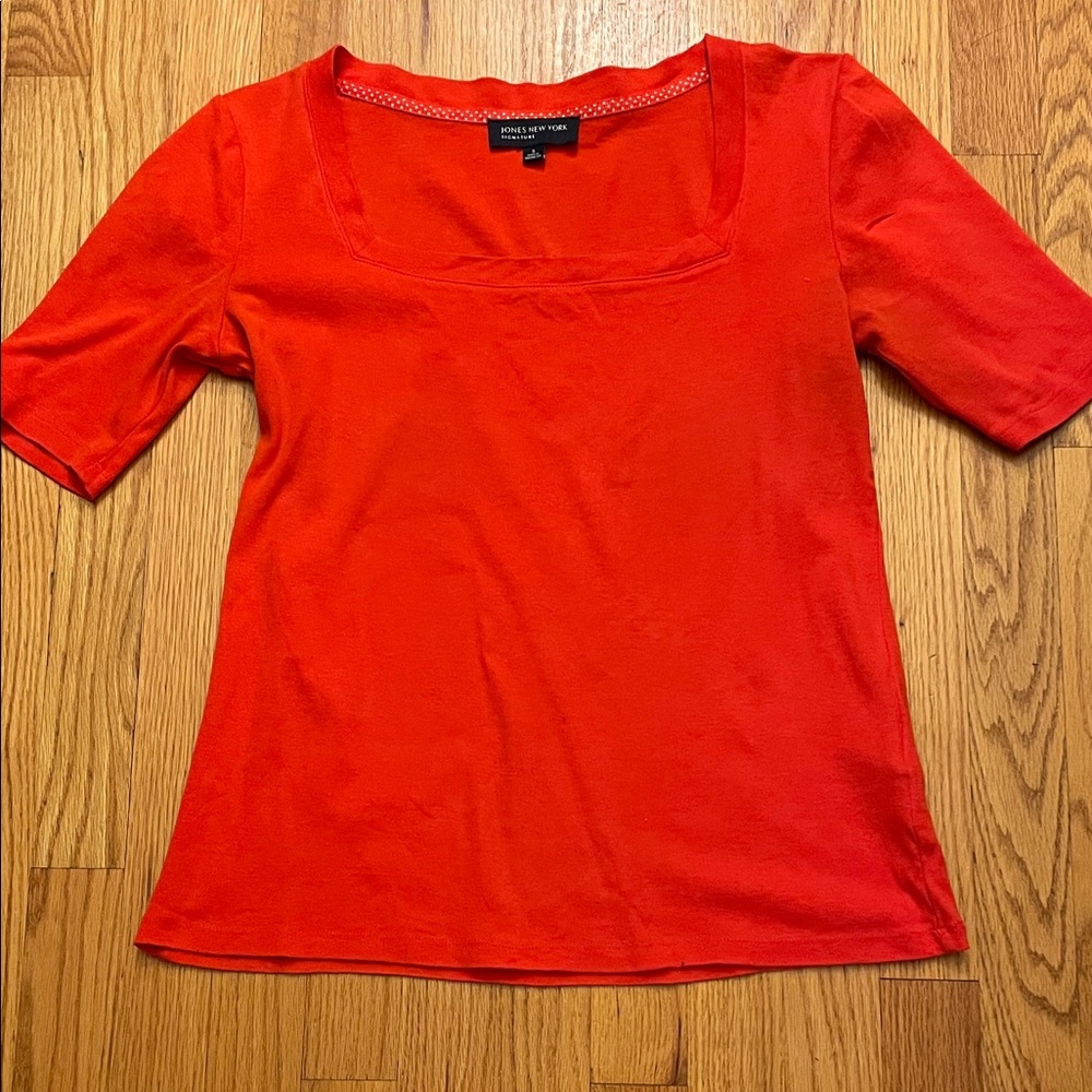 Jones New York Bold Orange Short Sleeve Tee